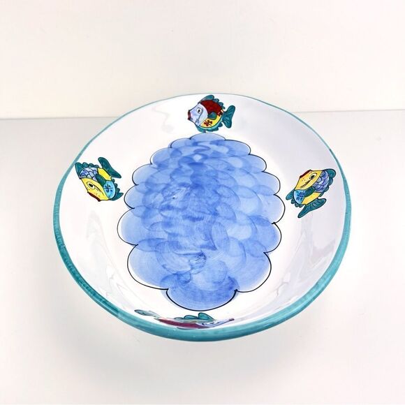 Large Italian Ceramic Desuir Hand painted Oval Serving Plate Platter 18.5”x12” - Picture 4 of 8